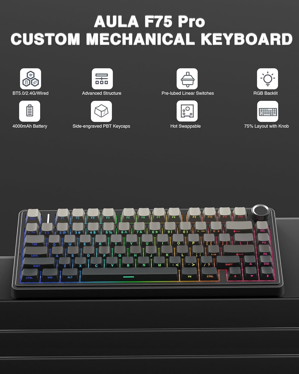Metacova F75 Pro | Compact Tri-Mode Mechanical Keyboard