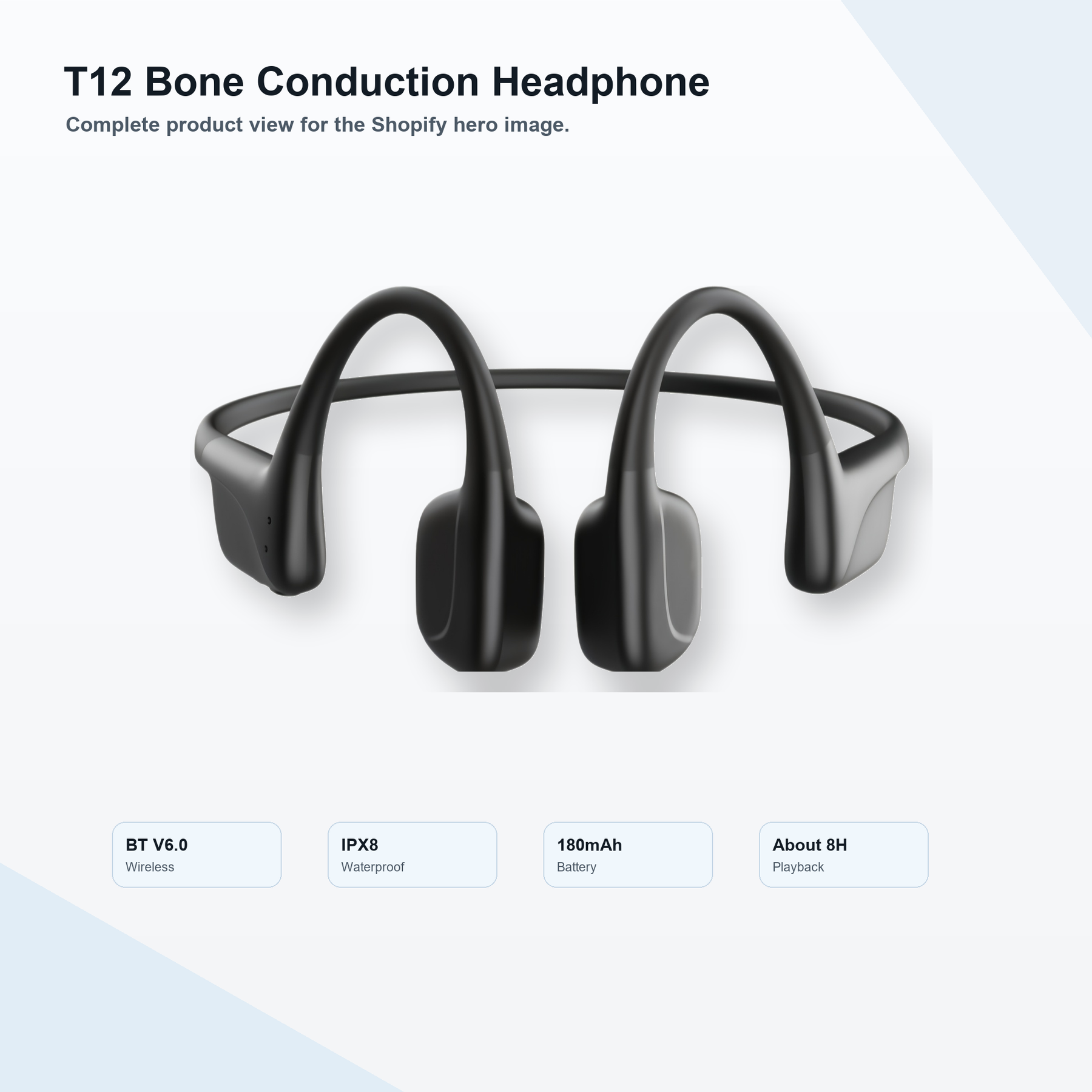 T12 Bone Conduction Headphones，Soft Touch Open Ear Wireless Headset