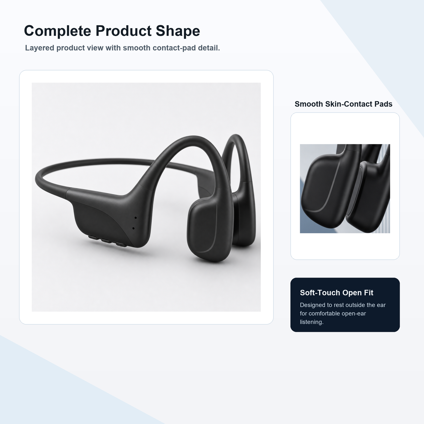 T12 Bone Conduction Headphones，Soft Touch Open Ear Wireless Headset